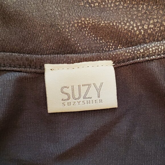 Vintage Y2K Suzy Shier Tiered Layered Ruffle Stretch Top in Silver Grey - Picture 3 of 3